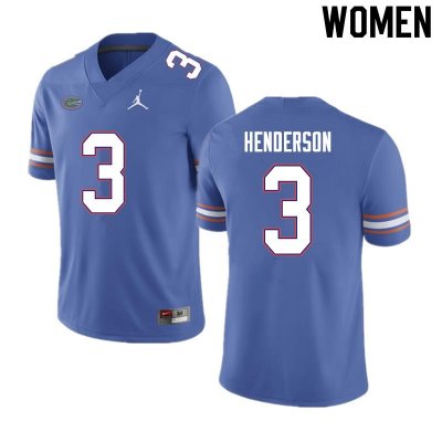 Women's Florida Gators #3 Xzavier Henderson NCAA Nike Blue Authentic Stitched College Football Jersey QON5762JQ